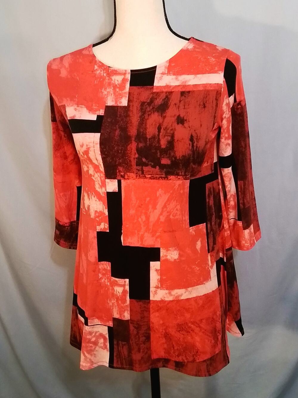 Alfani red and black block tunic